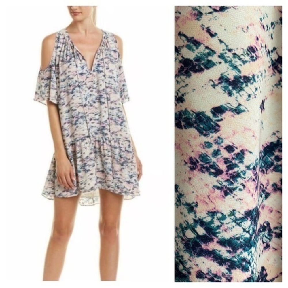 Amanda Uprichard Pastel Snakeskin Print Cold Shoulder Mini Dress Small